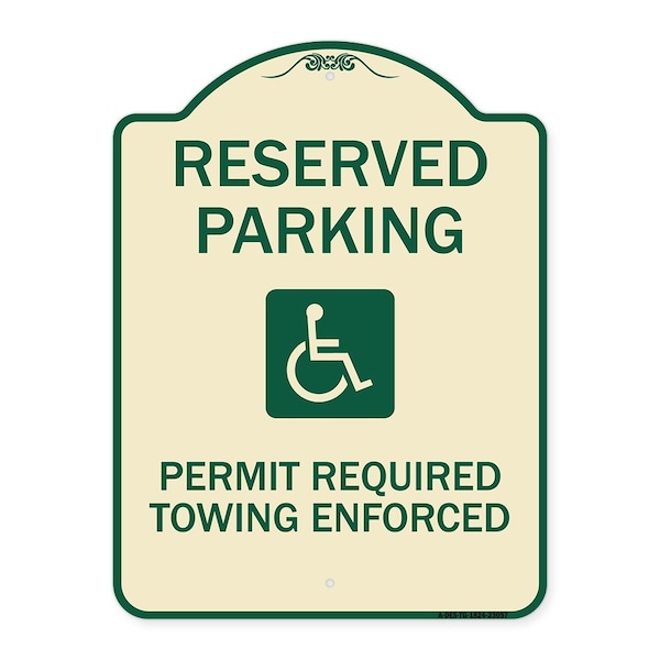 Reserved Parking Permit Required Towing Enforced Heavy-Gauge Aluminum Sign, 24" x 18", TG-1824-23057
